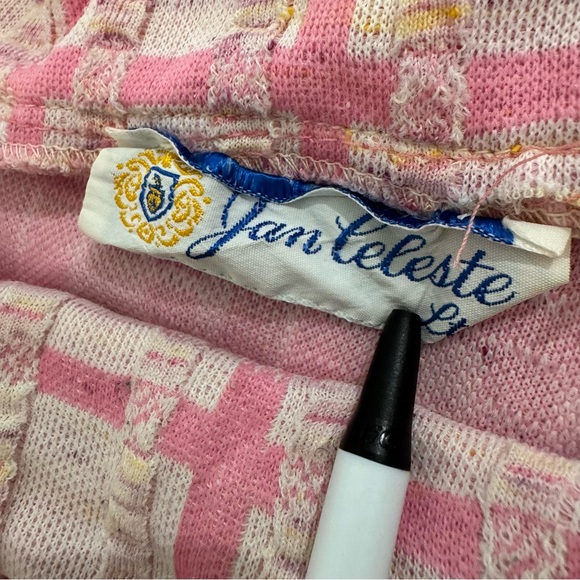 Vintage 70s Women’s Sz 14 Striped Pink High Rise Wide Leg Flare Pants Preppy - Picture 5 of 6